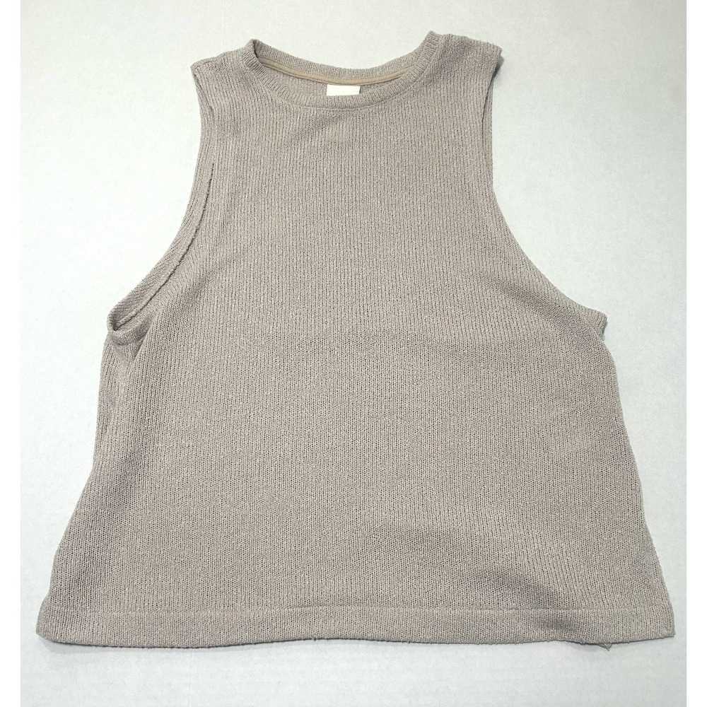 H& M Beige Crew Neck Sleeveless Solid Knit Pullover Tank Top. Small